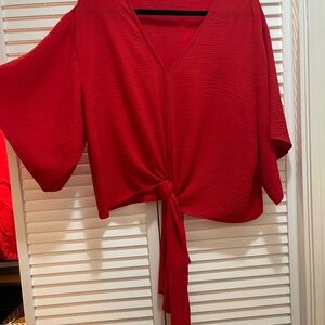 Adrienne Red Tie-Front Blouse